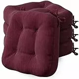 Codi Sitzkissen 40x40×8 cm 4er Set, Extra Dicke, Bequeme Stuhlkissen mit wasserabweisendem Bezug – Waschbare, rutschfeste Memory Foam Sitzauflagen für Stuhl, Outdoor und Gartenstuhl, Weinrot