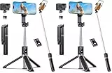 ANXRE Selfie Stick Halter mit FernauslöSer, 360° Drehbarer Tragbar 106cm Handystativhalter Stativbeine Compatible with iPhone Samsung Android Smartphone (Packung mit 2)