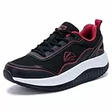 GOOBON Damen-Wanderschuhe mit Fußgewölbeunterstützung, orthopädische Plantarfasziitis, athletisches Training, Tennis-Sneaker für Plattfüße, Größe 37-42, Schwarz Rose, 36.5 EU