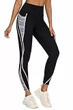 Flatik Sport Leggings Damen mit Taschen, Blickdicht Jogginghose, Fitnesshose Laufende Leggings L