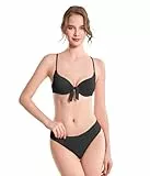 Damen Tie-Knot Bikini-Set – Gepolsterter Zweiteiliger Badeanzug mit verstellbaren Trägern (S, 2659-Black)