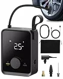 HOTO Elektrische Luftpumpe Pro 120PSI Akku Luftpumpe Fahrrad, Mini Kompressor mit 7500mAh Akku, Wiederaufladbarer Fahrradpumpe Elektrisch mit Digitale Anzeige LED Licht 5 Modi für Auto Motorrad Bälle