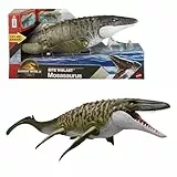 Mattel Jurassic World: Die Wiedergeburt Bite N Blast Mosasaurus Actionfigur und Mini-Dilophosaurus, Dinosaurier-Spielzeug mit breitem Kiefer, filmgetreues und bewegliches Design, JJP80