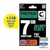 congstar Prepaid ALLNET S SIM-Karte ohne Vertrag I 7 GB Prepaid-Paket in D-Netz Qualität für Einsteiger I 5G mit 25 Mbit/s I Telefonie & SMS Flat in alle dt. Netze I EU-Roaming inkl.