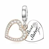 LANBEIDE Schwester Charms für Pandora Charms, 925er SterlingsilberLiebesherz Baumelnde Beads Familien Beads für Pandora Armband, Geburtstagsgeschenke für Frauen und Mädchen