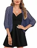 Gyabnw Damen Bolero Festlich Kurzarm Bolerojacke Elegant Kurze Cardigan Leicht Transparent Offene Kurzjacke für Sommer