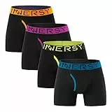 INNERSY Unterhosen Herren Baumwolle Boxershorts Schwarz Sport Unterwäsche Männer Lang 4 Pack (XL, Klassisch Schwarz)