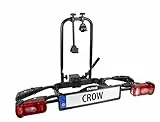 EUFAB 11563 Fahrradträger CROW, E-Bike geeignet, teilweise vormontiert, Diebstahlschutz, für 2 Fahrräder, für Anhängerkupplung, schwarz