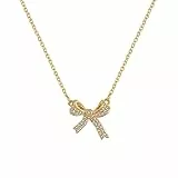 PULABO 14 Karat Gold Kristall Zirkon Bogen Anhänger Halskette Für Frauen Zierliche Hochzeit Modeschmuck Geburtstagsgeschenk Geschenke bequem