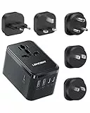 LENCENT Reiseadapter Weltweit, 30W Universal Reisestecker Adapter mit 3 USB C und 2 USB A, Internationaler Steckdosenadapter für USA England Japan Malediven Sri Lanka Australien (Typ A/C/D/G/I)