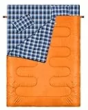 Schlafsack Winter Winterschlafsack Outdoor: Sportneer Schlafsäcke 2 Personen Doppelschlafsack 220x150cm, 2.75kg mit 2 Kissen, Vier Doppel Zippern, Erwachsene Deckenschlafsack für Familie, Orange