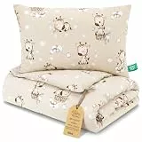 Kinder Bettdecke ohne Bezug 100x135 cm - Baumwolle Baby Decke und Kissen Set Kinderdecke 100 x 135 und Kopfkissen 60 x 40 - Bettdecken Kinderbettdecke Oeko-Tex Giraffen