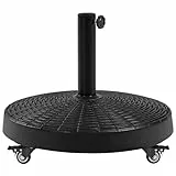 Yaheetech Sonnenschirmständer mit Rollen Rundes Schirmgewicht Φ 52 cm Stabiler Schirmhalter für Garten/Balkon/Strand/Pool/Deck Schwarz Schwarz
