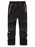 Zzkouine Kinder Softshellhose Schneehose Thermohose Hosen Jungen Mädchen Winterhose Outdoorhose Wanderhose, Schwarz/Tarnung 122-128