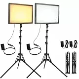 20W LED-Dauerlicht 2-Pack, Ci-Fotto Zweifarbig Dimmbares Foto-Videoleuchte, 175cm Fotografie-Beleuchtungsset 2800-6500K CRI 97+ 2000LM für Studios, YouTube TikTok Videoaufnahmen, Spiele-Streaming