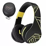 PowerLocus Bluetooth Over-Ear Kopfhörer, Kabellos Stereo Faltbare Kopfhörer Kabellose und Kabel-Kopfhörer mit Integriertem Mikrofon, Micro SD/TF, FM für Handys/iPad/Laptops & PC (Schwarz/Gelb)