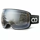 Lamicall Skibrille Herren, OTG Snowboardbrille Damen - [Ultra HD & Breitere Sicht] TOP Anti-Foge Ski Brille für Brillenträger, Verspiegelte Snowboard Schutzbrille, UV400 Schneebrille mit Blendenschutz