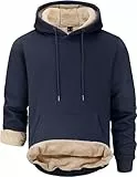 Tansozer Herren Warme Kapuzenpullover Fleece Sweatshirts Hoodies Gefütterte Winterpullover Fleecepullover (Marineblau, XXL)