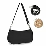 FITDON Handtasche Damen Klein Umhängetasche, Cord Hobo Bag Schultertasche Y2K Crossbody Bag Mini Retro Achsel Tasche mit 3 abnehmbaren Schultergurten, Schwarz