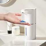Fantictas Automatischer Seifenspender, berührungslos, Wandmontage, wiederaufladbar, 3-stufig Einstellbarer elektrischer Seifenspender 350ml mit Infrarot-Bewegungssensor für Badezimmer, Küche,Weiß