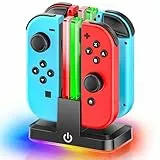 Switch Controller Ladestation, Joycon Ladestation mit 9 RGB Licht, 2.5St Ladegerät für 4 Nintendo Joy-Con, Nintendo OLED Joy Con Ladegerät, Switch-Zubehör