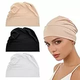 Nogeqi 3 Stück Hijab Undercap, Hijab Kopftuch Damen, Elastische Untertuch Bonnet Undercap, Islamische Muslimische Kopftücher Chemo Kopfbedeckung für Damen Frauen