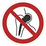 Schild 20cm Durchmesser - DIN EN ISO 7010 - DIN 4844 - ASR A1.3 - Verbotszeichen 200mm für Innen und Aussen - PVC Aufkleber - selbstklebend (1, P014 Implantate aus Metall verboten)