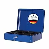 MAUL Geldkassette 4 aus Stahl | abschließbar | Münzgeld-Einsatz herausnehmbar | 30 x 25 x 8,7 cm | Kasse mit 2 Schlüsseln | geeignet als Spardose | kleiner Safe, Tresor, Trinkgeldkasse | Blau