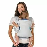 Infantino Flip 4-in-1 Light & Airy Babytrage, Atmungsaktiv, Lordosenstütze, Verstellbarer Hüftgurt, Kopfstütze, Ergonomischer Sitz, Weiche Riemen für Neugeborene von 3,6-14,5 kg, Hellgrau