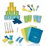 alldoro 68750 XXL-Kinder-Partyspiele-Set, 6 Outdoor-Spiele für Geburtstage, Gartenspiele mit Eierlauf, Sackhüpfen & Dosenwerfen, ab 3 Jahren