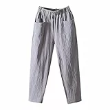 Chanpning Hose Damen Sommer Lang Schlupfhose Strandhose Sommerhosen Damen Leicht Lang Stoffhose Trekkinghose Damen Sommer Locker Lässig Weite Hosenhose Damen Sommerhose