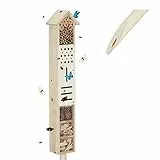 Relaxdays Insektenhotel mit Erdspieß, Nisthilfe Garten, groß, stehend, Bienenhotel Wildbienen, Holz, 148 cm hoch, natur 16T x 148B x 11H cm