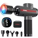 FITINDEX Massagepistole mit Wärme und Kälte Funktion, Massage Gun rücken Massagegerät mit LED Anzeige, Muskel Handmassagegerät Hitze Pistole für Nacken, 15W schnelles Aufladen mit 5 Köpfen, Geschenk