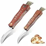 JASON Pilzmesser mit Bürste - 2 Stücke Pilzmesser Set Schwammerlmesser mit Pinsel Outdoor Klappmesser mit Holzgriff für Pilzsammler Pilzesammeln