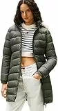 Tommy Jeans Damen Daunenmantel Essential Hooded Down Coat mit Kunstpelz, Grün (Pewter Green), L
