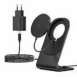 Mag-Safe Ladegerät,Induktionsladegerät,induktive ladestation,Wireless Charger mit iPhone ladestation,magnetisch Kabellos Schnellladegerät kompatibel für iPhone 16/15/14/13/12 Pro Max Plus Schwarz
