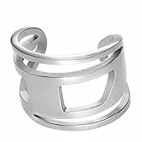 Diesel Ovale D-Logo Unisex-Edelstahlringe mit verstellbarem oder Knebelverschluss