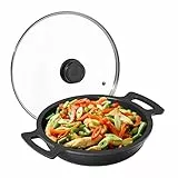 Relaxdays Servierpfanne, antihaftbeschichtet, mit Deckel, für Herd & Grill, Aluminium, Grillpfanne, D 28 cm, anthrazit, 13 x 39.5 x 31 cm