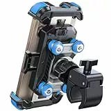 JOYROOM Handyhalterung Motorrad [Doppelt Vibrationsgedämpft] Handyhalter Fahrrad [Mit einem klick öffnen] Handy Halterung 360° Drehbar Lenker Halter für iPhone 16/15/14/13 Samsung S24/S23 Blau
