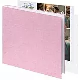 Vienrose Scrapbook 30 x 30 cm Großes Fotoalbum mit 3 Ringen Leineneinband DIY Scrapbook mit 30 Blättern Plastikhüllen 60 Seiten Blanko Weiße Innenseiten für Hochzeit Geburtstag Baby Reisen Rosa