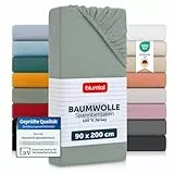 Blumtal® Basics Spannbettlaken 90x200cm Jersey im 2er Set - bettlaken aus 100% Baumwolle - Oeko-TEX zertifiziertes Spannbetttuch - Spannbettlaken 90x200cm Kinder Summergreen - Grün