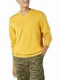 Amazon Essentials Herren V-Ausschnitt Pullover aus Baumwolle, Normale Passform, Gold, XXL