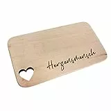 KATINGA Frühstücksbrett Herzausschnitt mit Gravur (Herzensmensch)