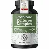 Nature Love Probiona Kulturen Komplex – abgestimmte Bakterienstämme – 300 Mrd. KBE/g – 180 Kapseln, magensaftresistent, vegan – mit Lactobacillus & Bifidobakterien, 20 Mrd. KBE/Tag, 3 Monate
