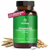Vitabay Vitamin K2 MK-7 Hochdosiert 200 µg – 90 Vegane Tabletten – Für Knochen & Blutgerinnung - MK7 All-Trans Form Mikroverkapselt – Laborgeprüft in Deutschland – Vorrat für 3 Monate
