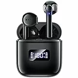 Eissix Bluetooth Kopfhörer, Kopfhörer Kabellos Bluetooth 5.3 mit Mikrofon, Geräuschunterdrückung Mic, 30 Stunden Spielzeit mit Ladehülle, LED-Anzeige für iOS Android Sports(Gray)