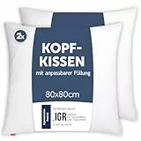 Blumtal Kopfkissen 80x80 cm 2er Set - Nackenkissen mit anpassbarer Füllung - 100% Mikrofaser & waschbar bis 95 Grad - höhenverstellbares Kissen