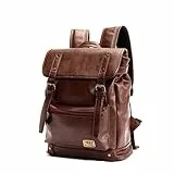 YASHANG Kunstleder Rucksack Vintage Schulranzen Schultasche Laptop (14 ') Wanderrucksack Laptop-Rucksack Daypacks (Kaffee)