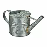 Relaxdays Gießkanne, 1,3 Liter, für Zimmerpflanzen, Dekogießkanne Trockenblumen, Vintage, verzinktes Metall, Silber