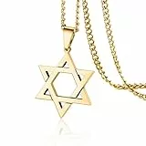 VASSAGO Davidstern Anhänger Halskette Salomon Sechsspitzer Stern Talisman Edelstahl Hexagramm jüdischer Israel Schmuck für Männer
